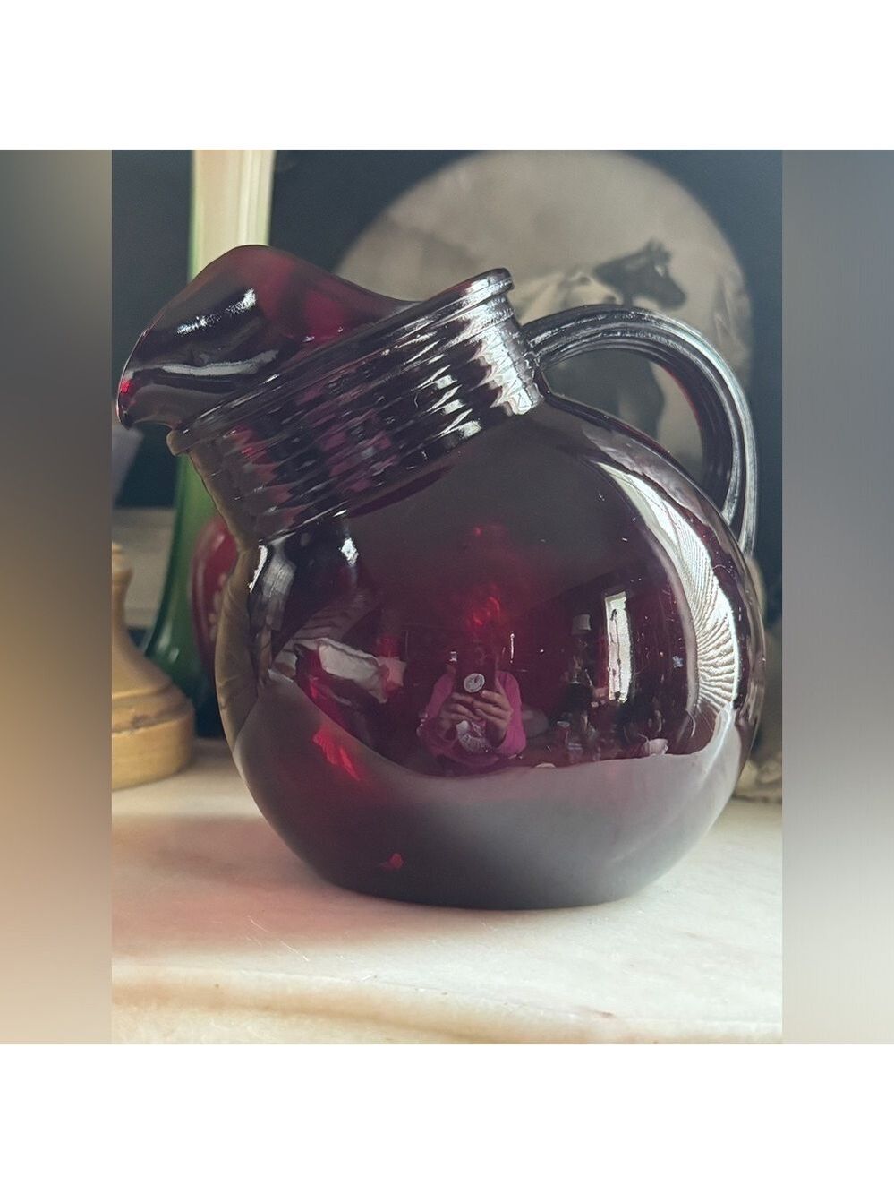 Vintage Ruby Red Glass Pitcher